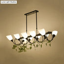 GobekUsa Traditional Milky Glass Pendant Light Fixture - 6/8/10 Lights - Black Hanging Lamp Kit