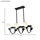 GobekUsa Traditional Milky Glass Pendant Light Fixture - 6/8/10 Lights - Black Hanging Lamp Kit