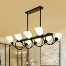 GobekUsa Traditional Milky Glass Pendant Light Fixture - 6/8/10 Lights - Black Hanging Lamp Kit