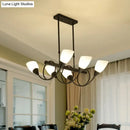 GobekUsa Traditional Milky Glass Pendant Light Fixture - 6/8/10 Lights - Black Hanging Lamp Kit