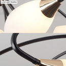 GobekUsa Traditional Oval White Glass Semi Flush Mount Ceiling Light with 6/8 Lights - Black Finish for Living Room