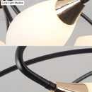 GobekUsa Traditional Oval White Glass Semi Flush Mount Ceiling Light with 6/8 Lights - Black Finish for Living Room
