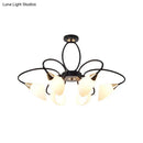 GobekUsa Traditional Oval White Glass Semi Flush Mount Ceiling Light with 6/8 Lights - Black Finish for Living Room
