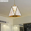GobekUsa Traditional Silver/Clear Glass Triangle Hanging Lamp for Living Room with 1 Bulb