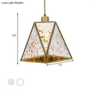 GobekUsa Traditional Silver/Clear Glass Triangle Hanging Lamp for Living Room with 1 Bulb