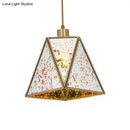 GobekUsa Traditional Silver/Clear Glass Triangle Hanging Lamp for Living Room with 1 Bulb