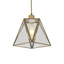 GobekUsa Traditional Silver/Clear Glass Triangle Hanging Lamp for Living Room with 1 Bulb