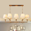 GobekUsa Traditional Style Gold Conic Island Ceiling Light, 8 Heads, Fabric, Living Room Metallic Hanging Lamp