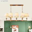 GobekUsa Traditional Style Gold Conic Island Ceiling Light, 8 Heads, Fabric, Living Room Metallic Hanging Lamp