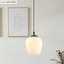 GobekUsa Traditional White Glass Pendant Lamp with Ceramic Top for Restaurants - Tulip/Bell Style