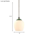 GobekUsa Traditional White Glass Pendant Lamp with Ceramic Top for Restaurants - Tulip/Bell Style