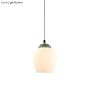 GobekUsa Traditional White Glass Pendant Lamp with Ceramic Top for Restaurants - Tulip/Bell Style