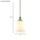 GobekUsa Traditional White Glass Pendant Lamp with Ceramic Top for Restaurants - Tulip/Bell Style