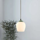 GobekUsa Traditional White Glass Pendant Lamp with Ceramic Top for Restaurants - Tulip/Bell Style