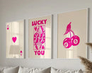 Retro green & cream queen of hearts wall art set living room decor by Decorbites
