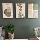 Modern earthy tropical leaves abstract canvas set living room art by Decorbites