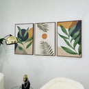 Modern earthy tropical leaves abstract canvas set living room art by Decorbites