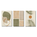 Modern earthy tropical leaves abstract canvas set living room art by Decorbites