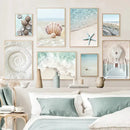 Coastal pastel shell wall art for living room decor by Decorbites