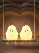 Yellow pear silicone rechargeable night light bedroom lamp by Decorbites