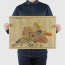 Vintage aircraft structural design poster blue & yellow bedroom art by Decorbites