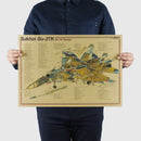Vintage aircraft structural design poster blue & yellow bedroom art by Decorbites