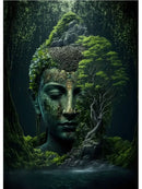 Vintage buddha green moss wall art poster living room canvas by Decorbites