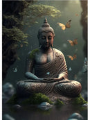 Vintage buddha green moss wall art poster living room canvas by Decorbites