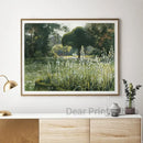 Vintage summer landscape canvas print white floral meadow living room