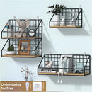 Industrial black and wood wall mounted shelves – kitchen storage basket by Decorbites