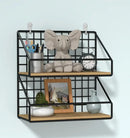 Industrial black and wood wall mounted shelves – kitchen storage basket by Decorbites