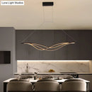 GobekUsa Wave-shaped Metal LED Island Light Fixture: Minimalist Hanging Lamp for Dining Room