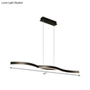GobekUsa Waves Island Lamp: Contemporary Aluminum LED Pendant Lighting - 39"/47" L - Black Fixture for Dining Room