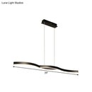 GobekUsa Waves Island Lamp: Contemporary Aluminum LED Pendant Lighting - 39"/47" L - Black Fixture for Dining Room