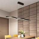 GobekUsa Waves Island Lamp: Contemporary Aluminum LED Pendant Lighting - 39"/47" L - Black Fixture for Dining Room