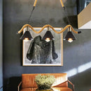 GobekUsa Wavy Hemp Rope Island Light Fixture: Rustic Bar Hanging Light with Black Cone Metal Shade