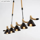 GobekUsa Wavy Hemp Rope Island Light Fixture: Rustic Bar Hanging Light with Black Cone Metal Shade