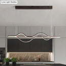 GobekUsa Wavy Linear Island Light Acrylic LED Pendant in Brown with Adjustable Color: Warm, White, Natural
