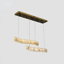 GobekUsa Wavy Prismatic Crystal LED Pendant Lamp for Restaurants in Brass Finish