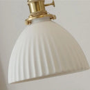 GobekUsa White Ceramic LED Pendant Light with Walnut Wood Accent - Modern Nordic Design