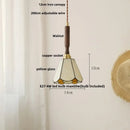 GobekUsa White Ceramic LED Pendant Light with Walnut Wood Accent - Modern Nordic Design