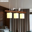 GobekUsa White Glass LED Pendant Light with Resin Bird - Cylinder Restaurant Island Hanging Fixture