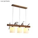 GobekUsa White Glass LED Pendant Light with Resin Bird - Cylinder Restaurant Island Hanging Fixture