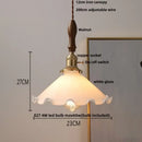 GobekUsa White Glass LED Pendant Lights with Walnut Wood Details