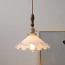 GobekUsa White Glass LED Pendant Lights with Walnut Wood Details