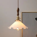 GobekUsa White Glass LED Pendant Lights with Walnut Wood Details