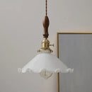 GobekUsa White Glass LED Pendant Lights with Walnut Wood Details