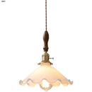 GobekUsa White Glass LED Pendant Lights with Walnut Wood Details