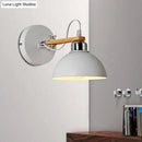 GobekUsa White Metallic and Wood Wall Sconce for Bedroom - Simple Style, Bowl-Shaped Light Fixture.