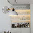 GobekUsa White Metallic and Wood Wall Sconce for Bedroom - Simple Style, Bowl-Shaped Light Fixture.